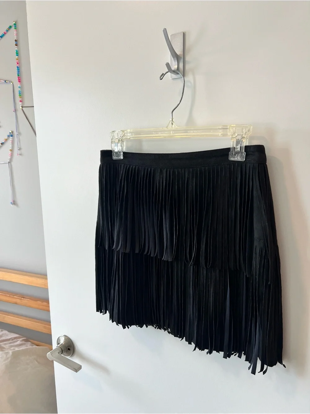 H&M Black Fringe Mini Skirt - Women's